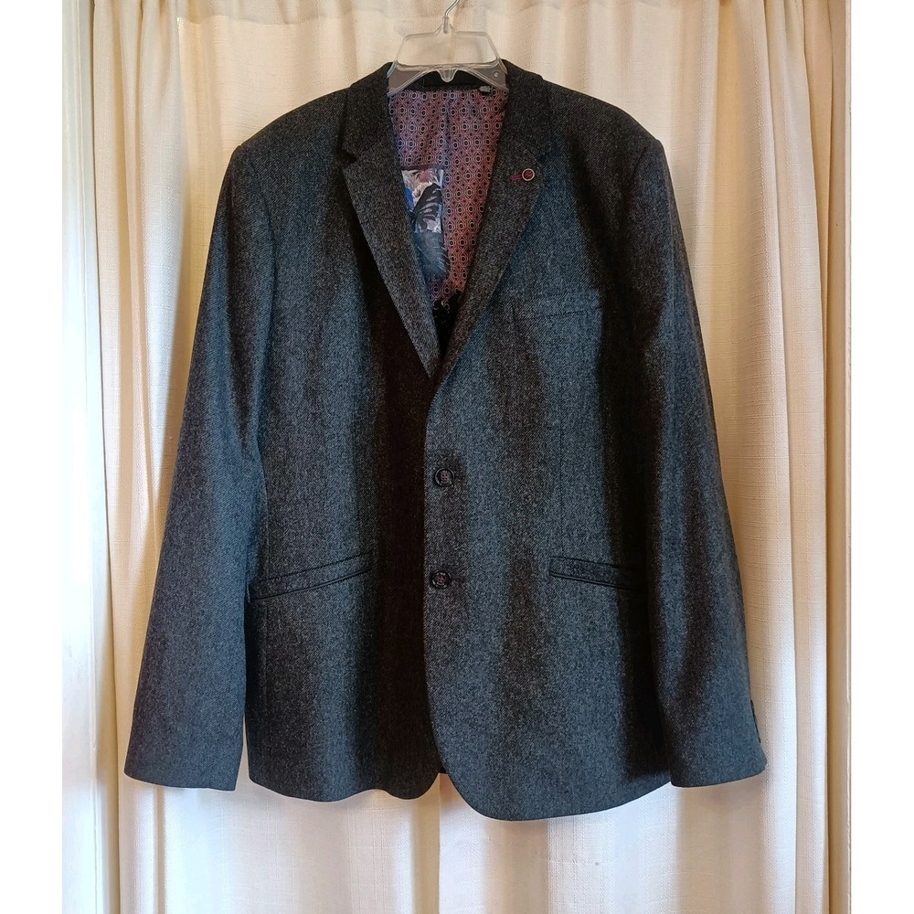 Ted Baker London Men's Size‎ 2XL Charcoal Gray All Over Print Lining Sport Coat
